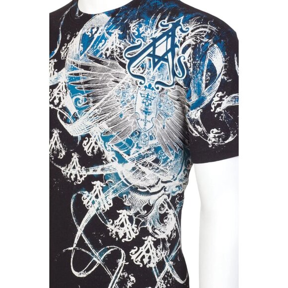 ARCHAIC by AFFLICTION Black WOODCUTS Short Sleeve Slim Fit Y2K T-shirt - Picture 5 of 8